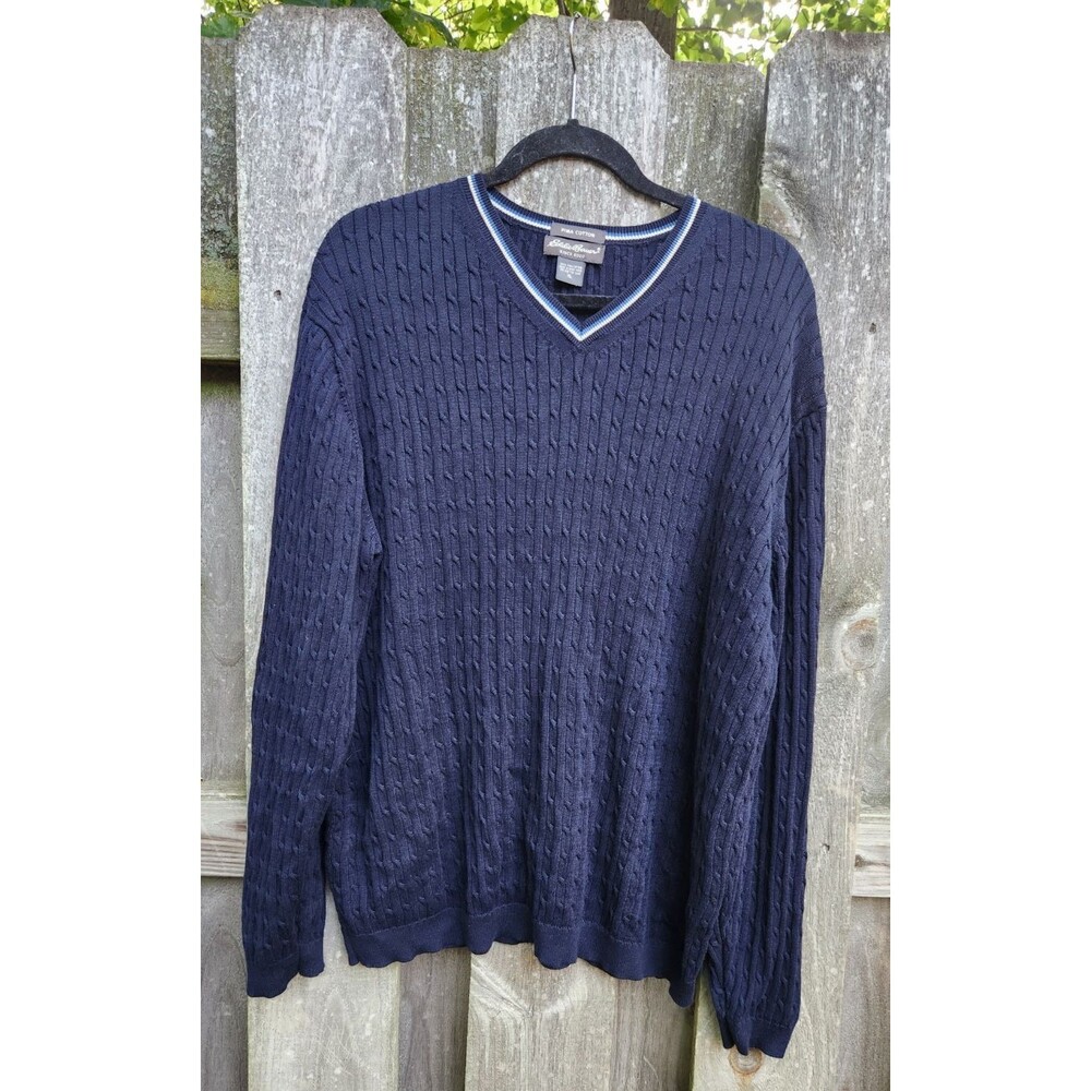Lands End Sweater Mens XL Preppy Tennis Pima Cotton